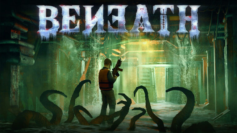 The official artwork for Beneath showing Noah Quinn exploring the underwater base.